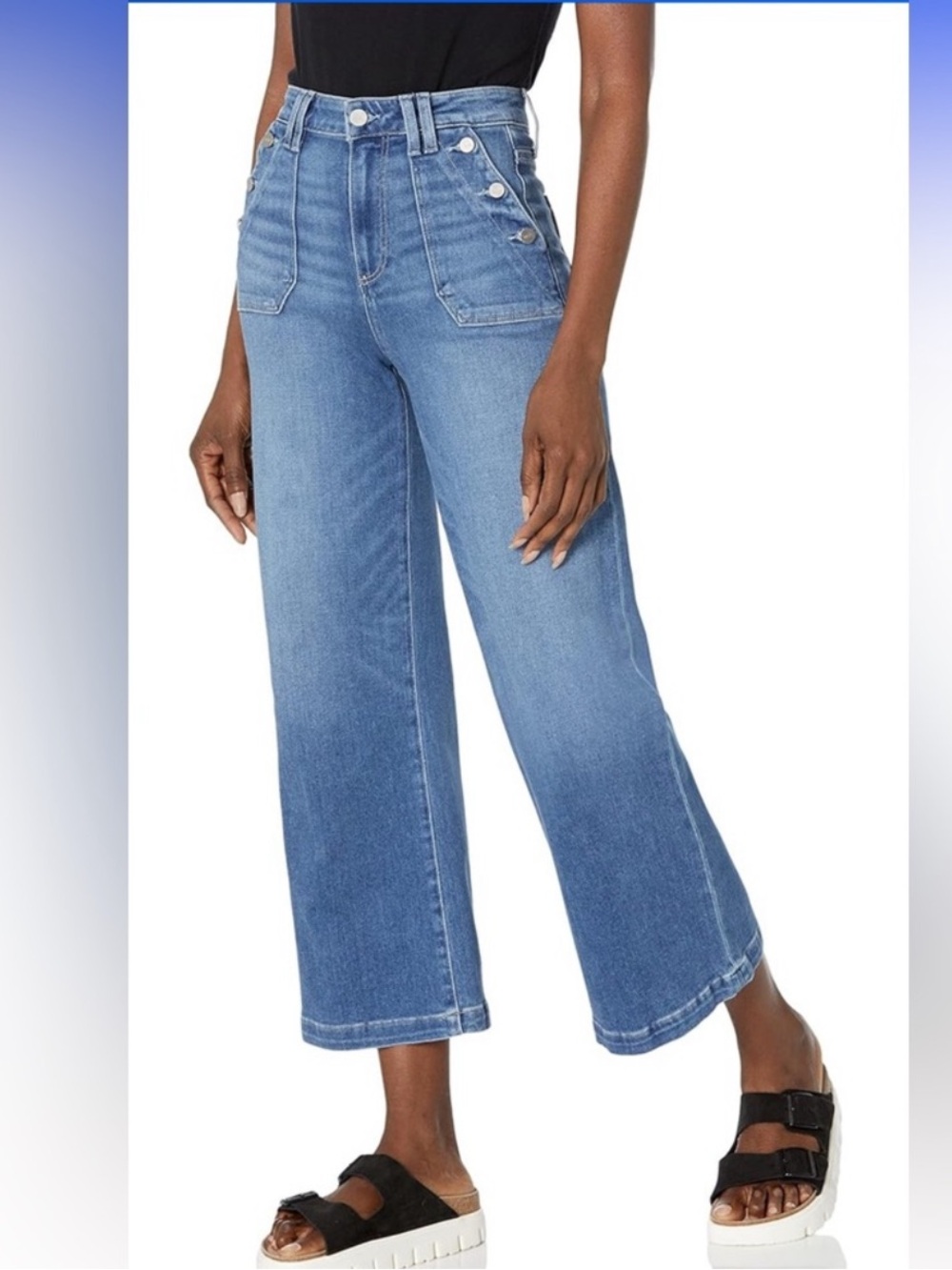 PAIGE Aubrey High Rise Wide Leg Sailor Ankle Jeans Cropped Sz 25